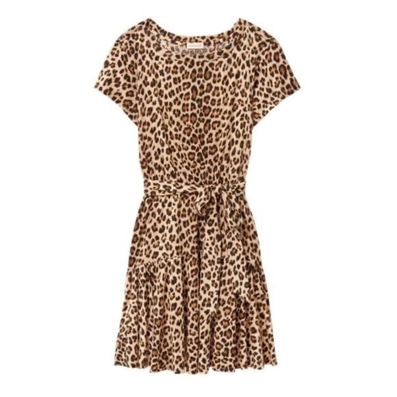 REBECCA TAYLOR  Leopard Linen Jersey T Shirt Dress Size Medium - Picture 6 of 12